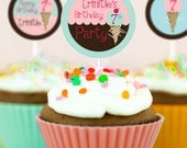 PERSONALIZED Ice Cream Birthday Cupcake Toppers (Digital File)