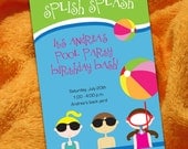 PERSONALIZED Pool Birthday Party Invitation (Digital File)
