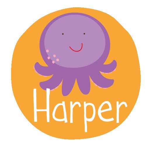 Personalized FRIENDLY OCTOPUS Design Baby Bodysuit or Toddler Tee - Available in various colors and sizes