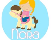 Personalized COWGIRL RIDINGon a HORSE- Baby Bodysuit or Toddler Tee - Available in various colors and sizes