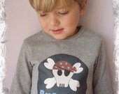 Personalized Boy PIRATE SKULL and BONES Baby Bodysuit or Toddler Tee - Available in various colors and sizes