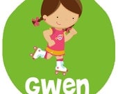 Personalized Rollerskating Girl Design - Baby Bodysuit or Toddler Tee - Available in various colors and sizes