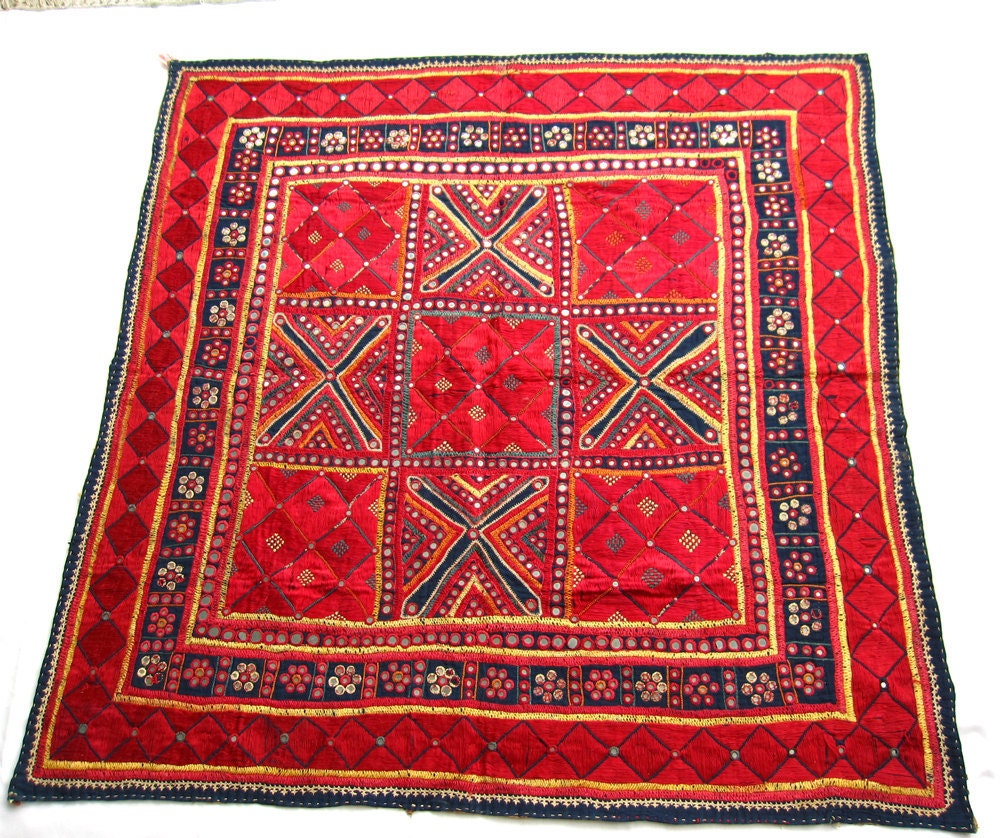 Antique Embroidery,  folk art, textile wall hanging