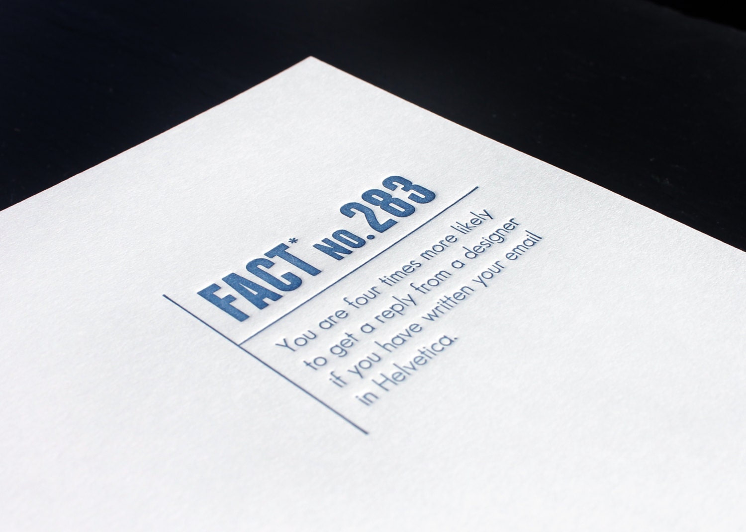 Made Up Stats Helvetica. Letterpress Card