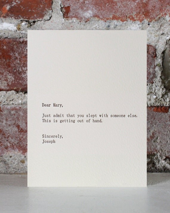 dear mary holiday box of 6. letterpress card