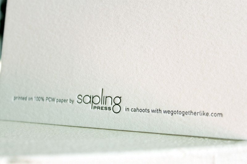 we go together like old guys and park benches. letterpress card
