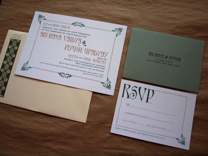 A Golden Affair Invitation Sample Package (Wedding card, Save the Date, RSVP, 2 Inserts)