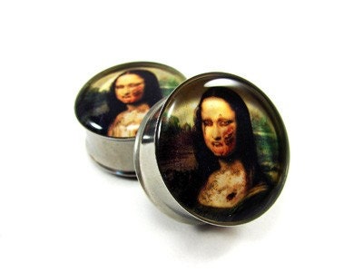 Zombie Mona Lisa Picture Plugs gauges - 00g, 1/2, 9/16, 5/8, 3/4, 7/8, 1 inch