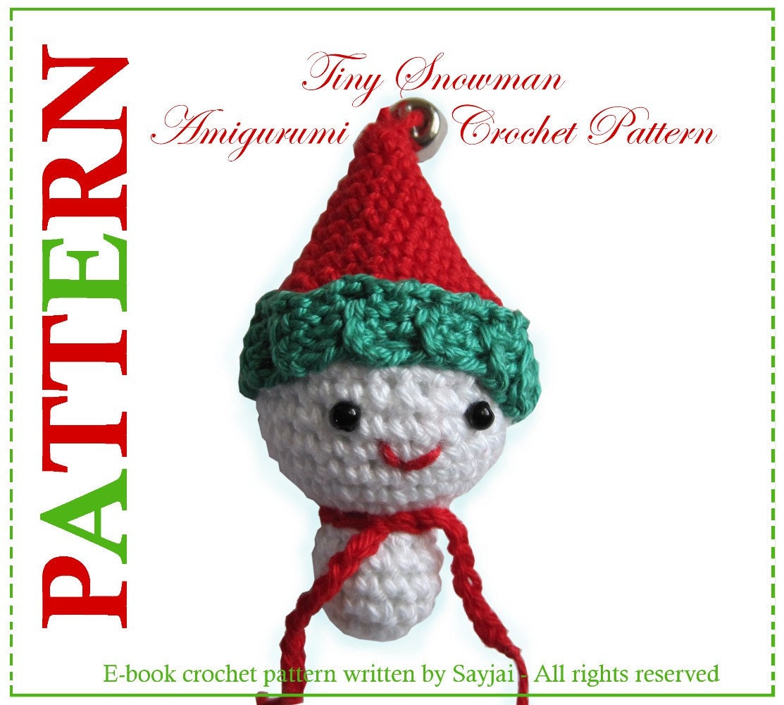 Instant Download PDF Crochet Pattern Tiny Snowman - ENGLISH Instructions