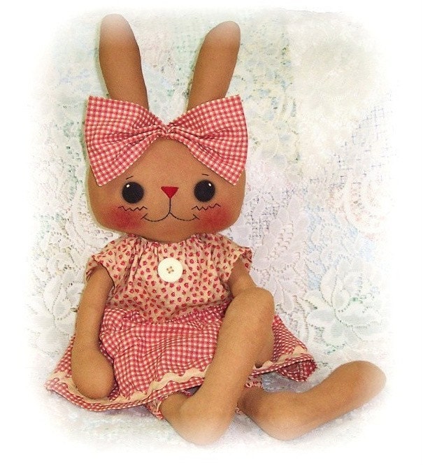 Bunny Rabbit PATTERN, PDF, Instant Download, Rag Doll, Softie, Soft Toy, Sewing, Stuffed Animal, Cloth, primitive, Digital Download
