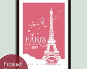Paris Eiffel Tower -Travel Posters - 13x19 Art Print Poster (Featured in Raspberry Kiss) Color Print Customizable