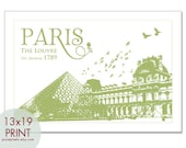 Paris Louvre Museum - 13x19 Art Poster Print (Featured Color Basil Green) customized prints