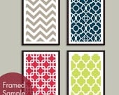 Modern Patterns (Series A) Set of 4 - 13x19 Art Prints (Featured in Truffle Brown, Navy, Burberry Red and Celery)