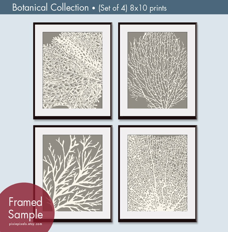 Underwater Sea Coral Collection (Series C) -Set of 4 - 8x10 Prints - Featured in Gravel and Soft Cream
