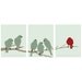 Birds on a Branch Art Series (Set of 3 11x14 Art Prints) Modern Style (Customizable Colors)