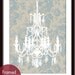 Rustic French Chandelier 11x14 Print -(Floral Wallpaper in Tan and Blue) French Country Inspired (Customizable Colors) Buy 3 get one Free