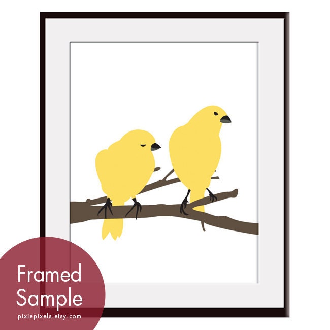 Birds on a Branch Series (Set of 3 - 8x10 Art Prints) Modern French Style (customizable colors)