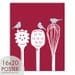 Birds on a Pasta Ladle, Spatula & Whisk 16x20 Art Print (Featured in Rich Red and Glacier Blue) Modern Vintage Design (Customized Colors)