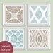 Marine Pattern Prints Collection (Series B) Set of 4 - 12x12 Art Poster Prints (Featured in Truffle Brown and Slate Blue) custom colors