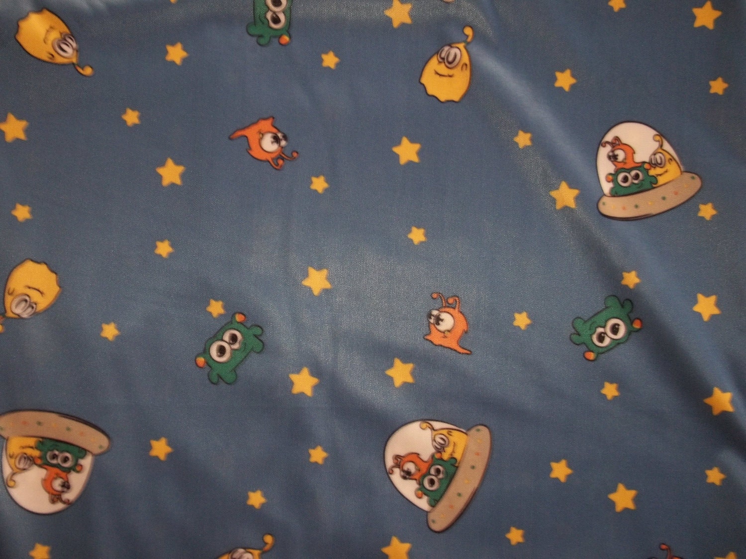 Blue Alien Polyester PUL Diaper Cut 18 in X 20 in