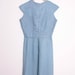 30s / 40s Blue Linen Dress w/ Lace Bow Detail - Womens S / M