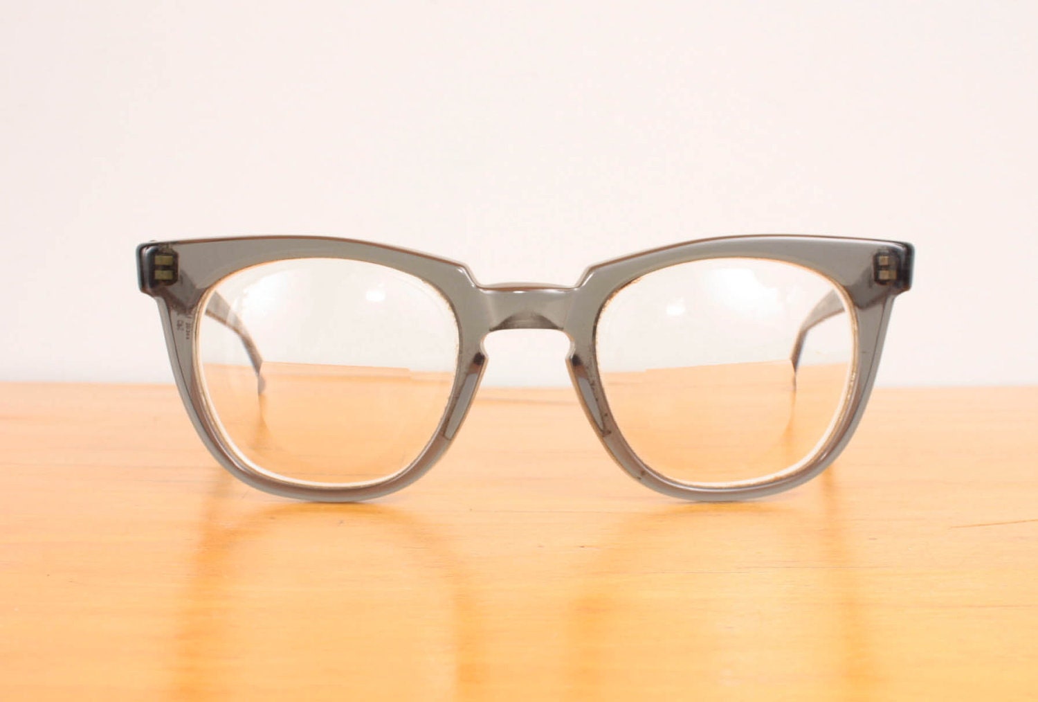 1950s Glasses / Grey Rimmed Plastic 50s Eyeglasses Frames