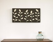 leaves plants brown cream leather original acrylic painting foliage