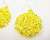 Yellow Beaded Earrings Bright Yellow Jewelry Sunshine Lemon Sterling Silver - Jalycme