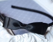 Black Satin Tuxedo Bow Headband