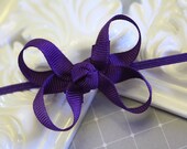 Itty Bitty Baby Bow Headband - Deep Plum (Purple) Hair Bow on Skinny Elastic Headband - 40 Colors Available