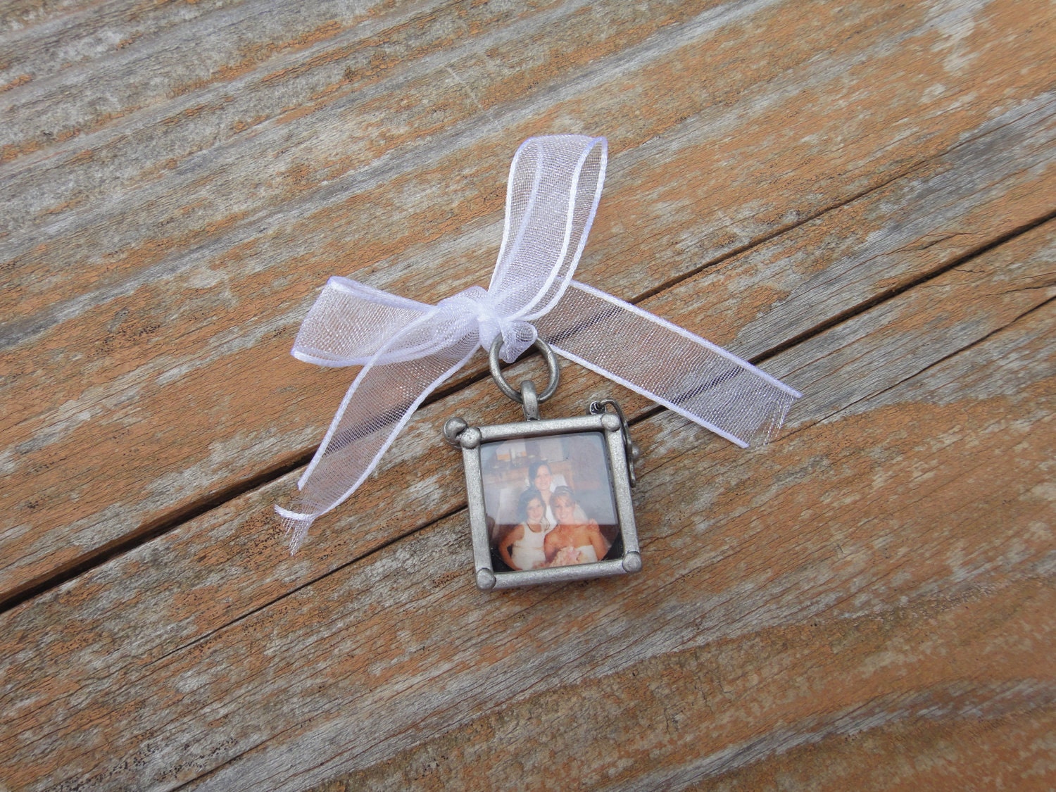 Double-sided Photo Bridal Charm w/ Glass Setting