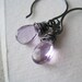 SALE. Amethyst and Oxidized Sterling Earrings. Lilac.