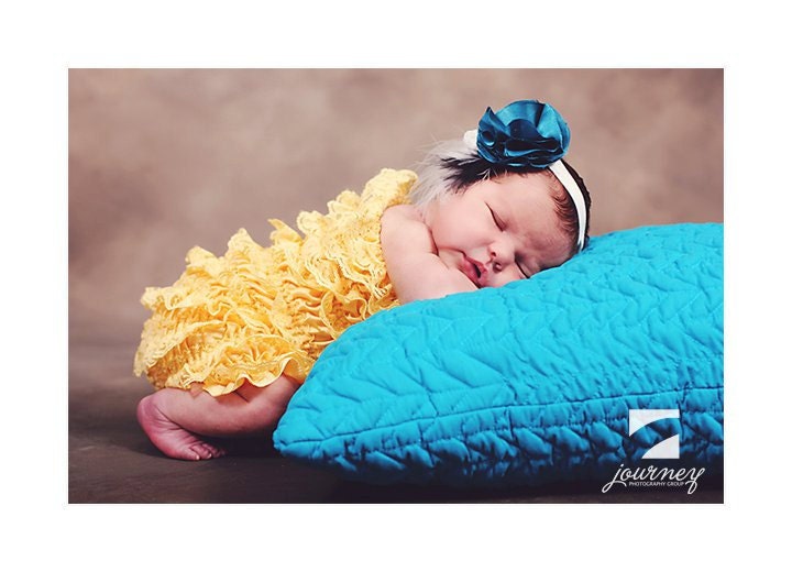 You Pick Size. Chicaboo Yellow Ruffled lace petti romper / bloomer. Sizes for ages newborn to 4/5 years. More Colors available