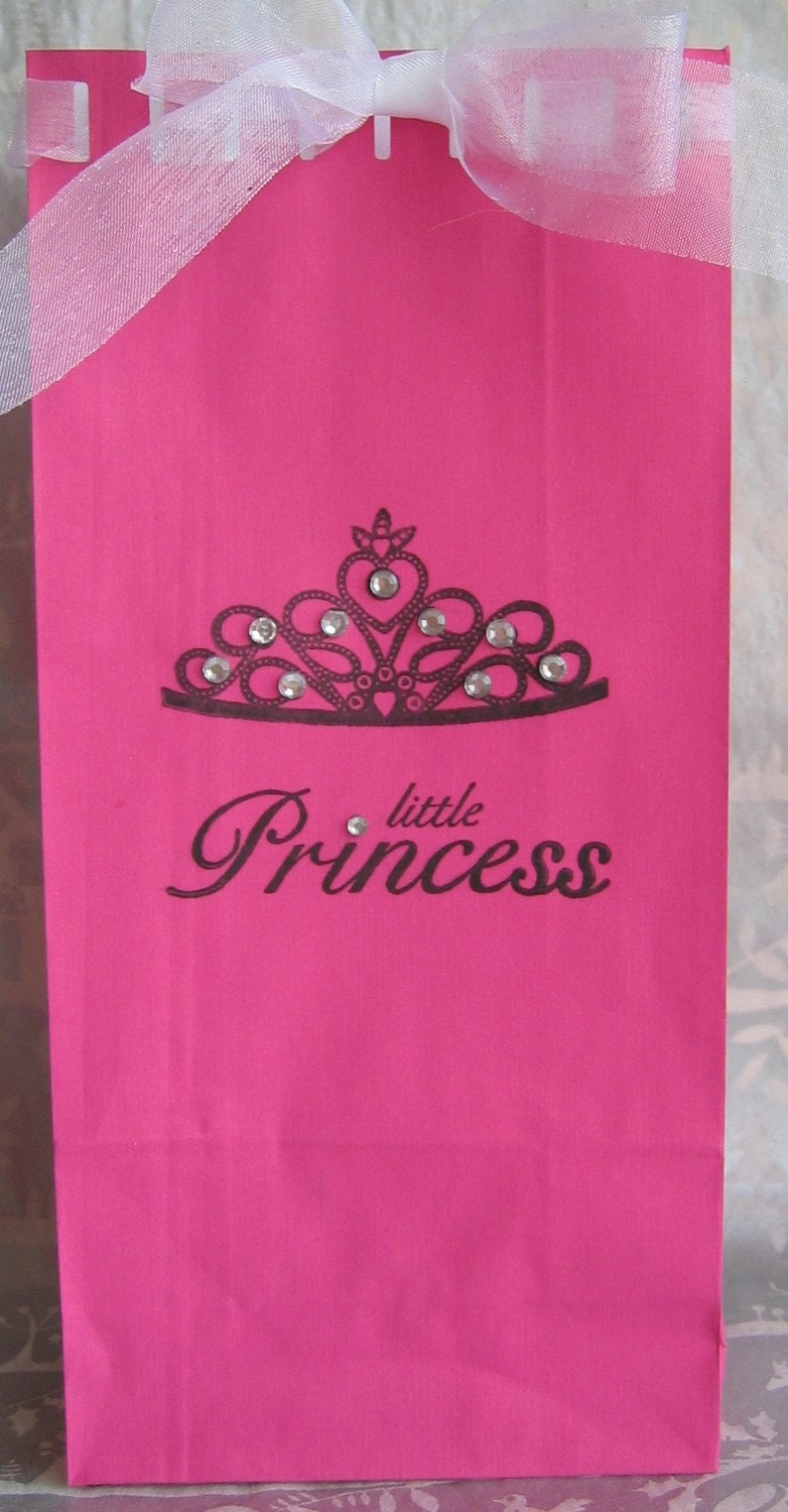 Tiara Little Princess in Pink Birthday Party Favor Bags Il_570xn