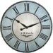 36 inch North Haven Large Wall Clock - Personalized antique style big roman blue cream round porcelain crackle