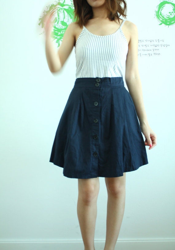 60's Style Short  Full Skirt  in Dark Blue, Short Skirt, Mini Skirt, Vintage look, Blue Skirt