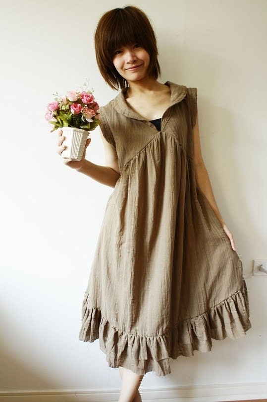 Peter pan collar Simply Kaki Cotton Dress