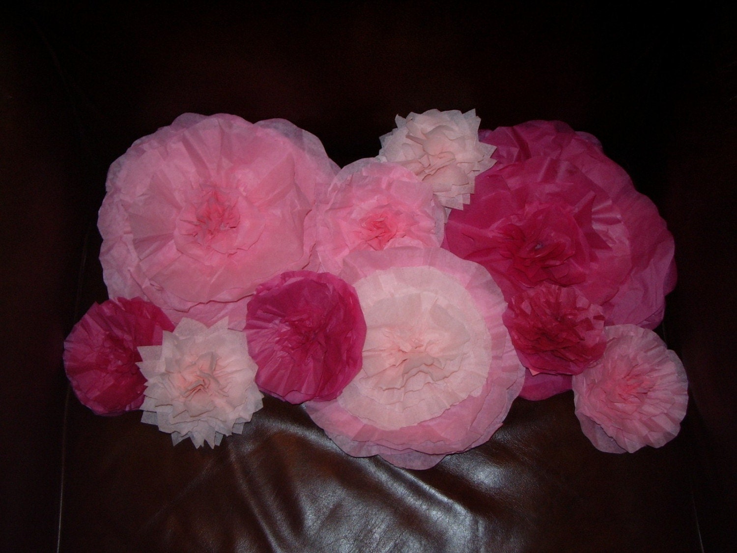 10 Assorted Pink Handmade Paper Flowers