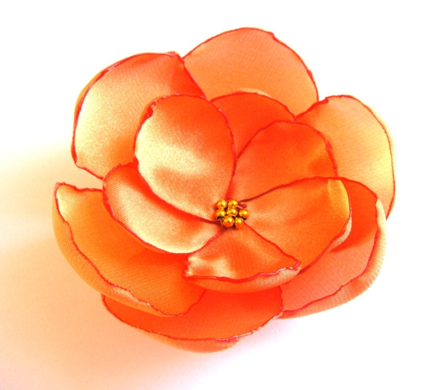 orange rose love flower brooch
