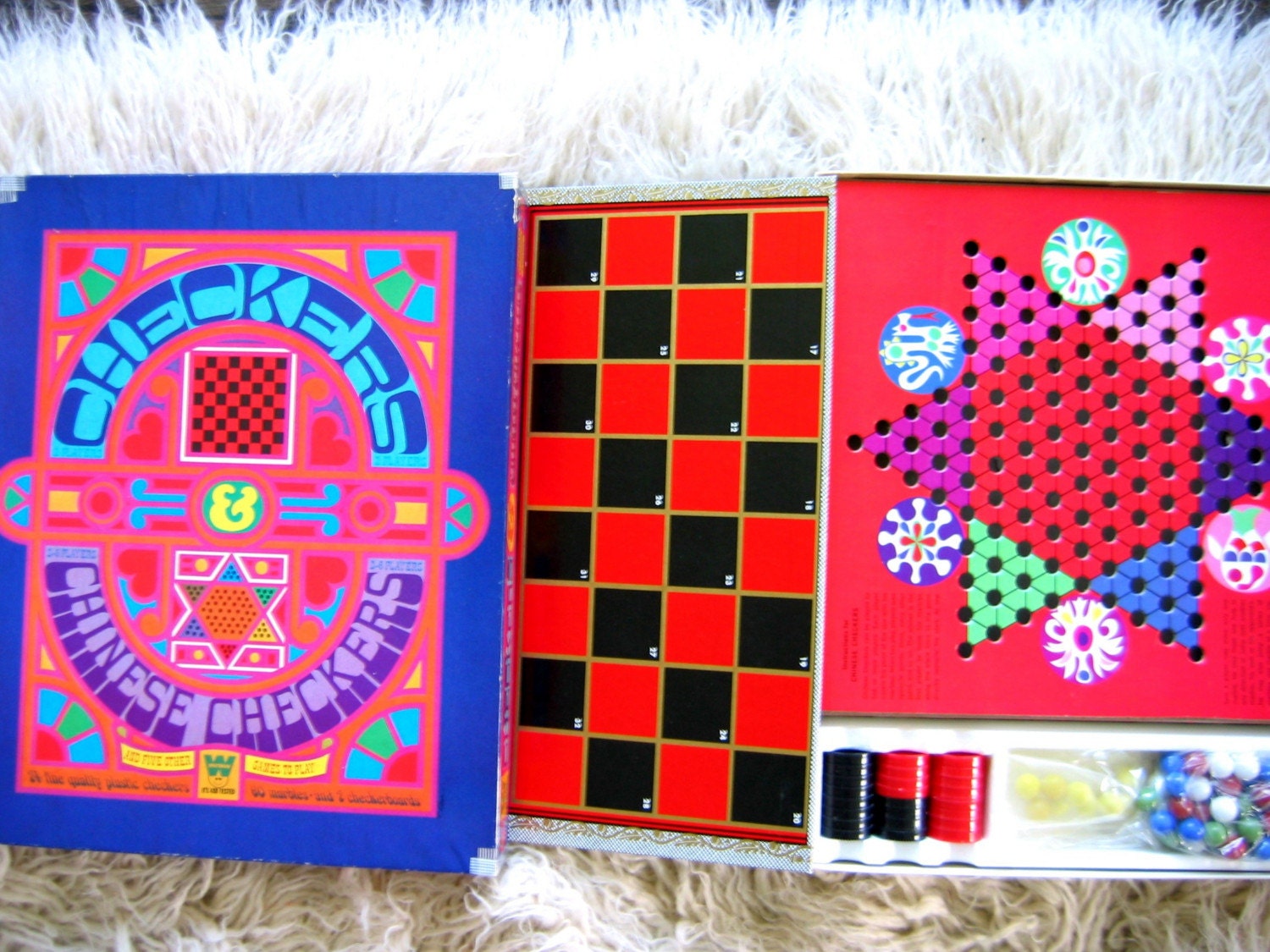 Whitman 1969 Checkers-Chinese Checkers Game. TOY. Excellent condition. Psychedelic. Hippie Cool
