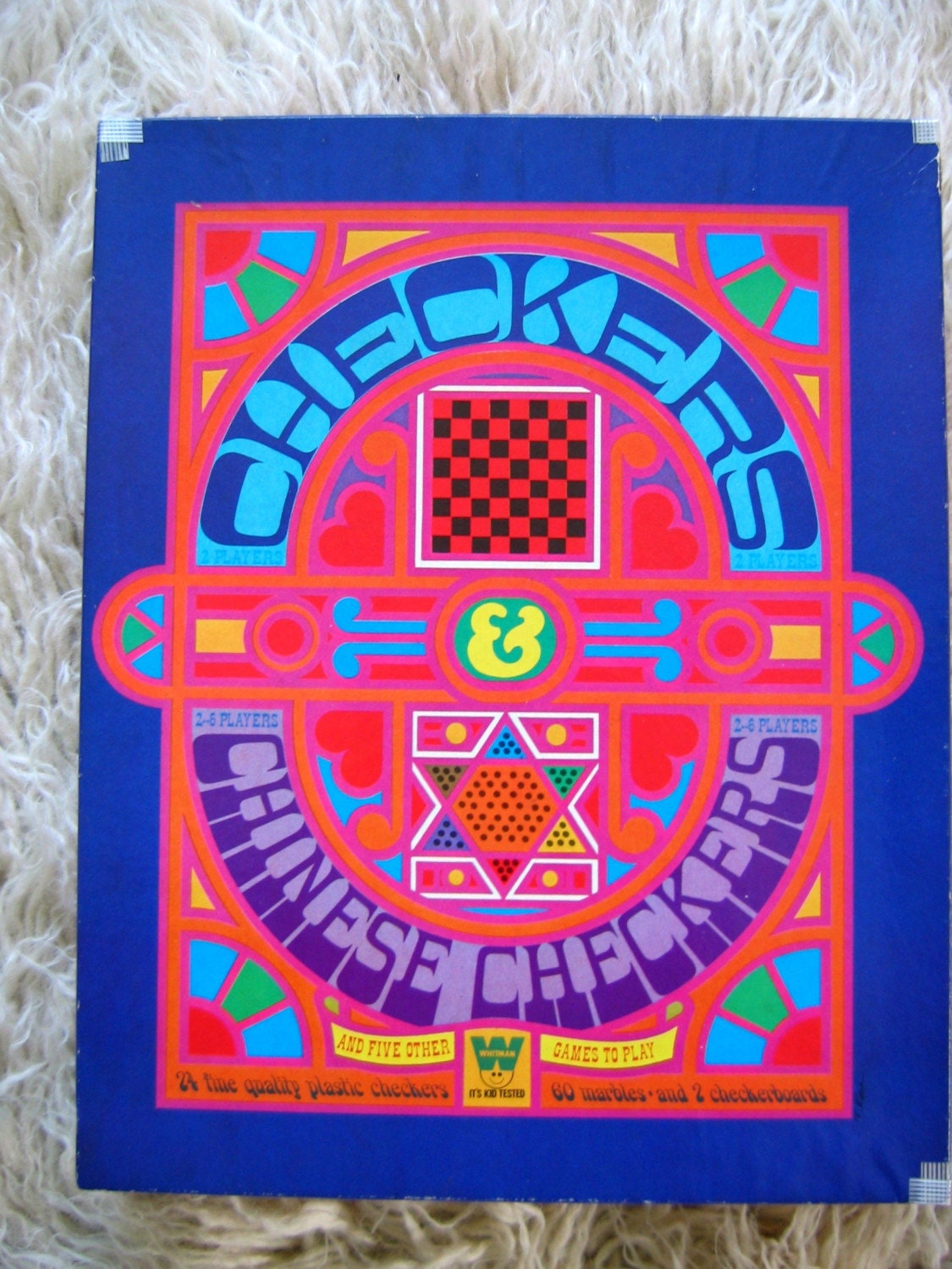 Whitman 1969 Checkers-Chinese Checkers Game. TOY. Excellent condition. Psychedelic. Hippie Cool