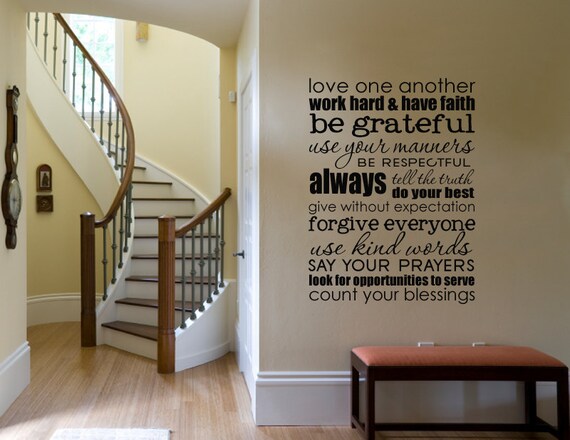 Wall Vinyl Lettering Decal Sticker - SUBWAY ART -Family rules  large size 23 x 30 inches - 1508B Room Decor Gift Cling