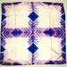 Hand Dyed square SILK SCARF, geometric design, Japanese silk, 28x27 inches, pink, turquoise, royal blue and white