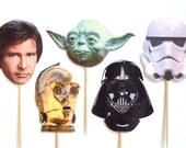 Star Wars Cupcake Toppers - Set of 24 Picks - You Choose Characters - Birthday Party Decorations, Star Wars Party, Yoda, Darth Vader
