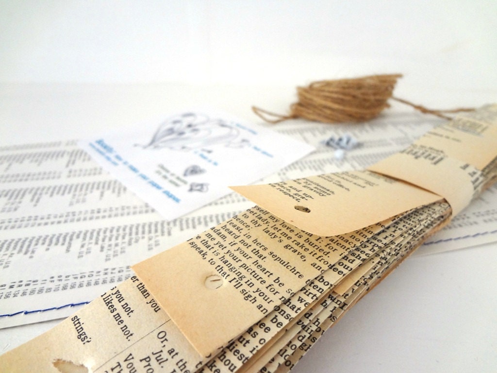 Home Decor Paper Heart Garland Shakespeare Upcycled Books