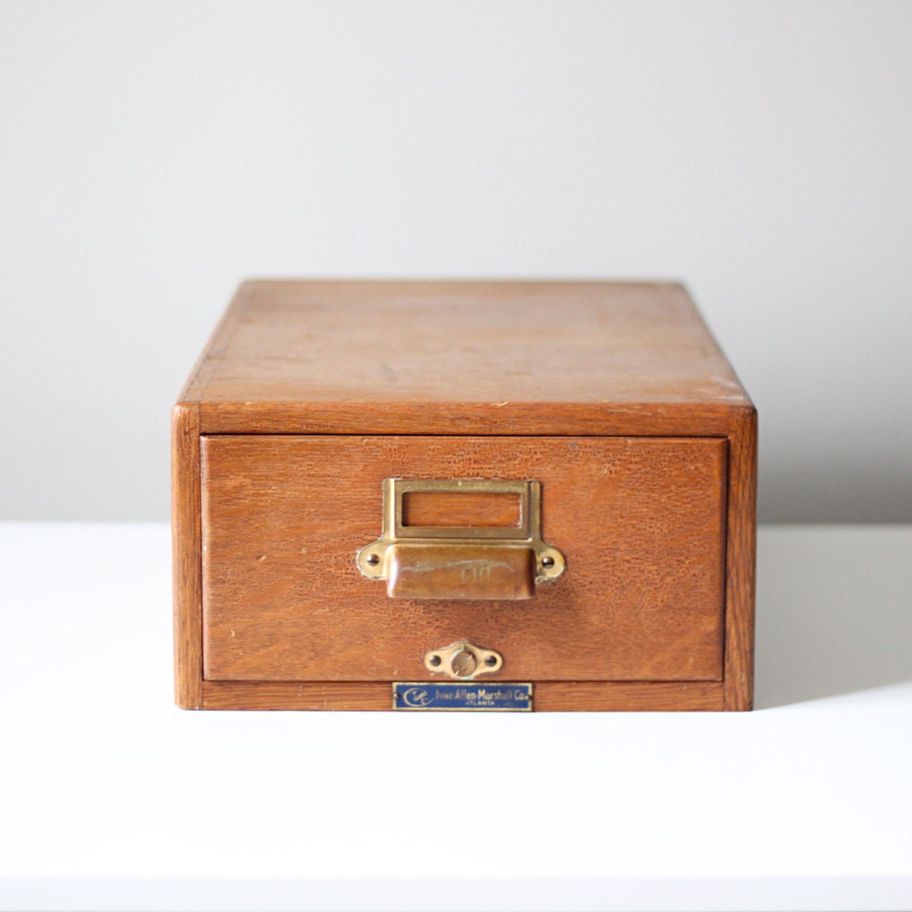 vintage oak card catalog file / industrial storage / office supply