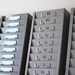 industrial gray metal time card rack