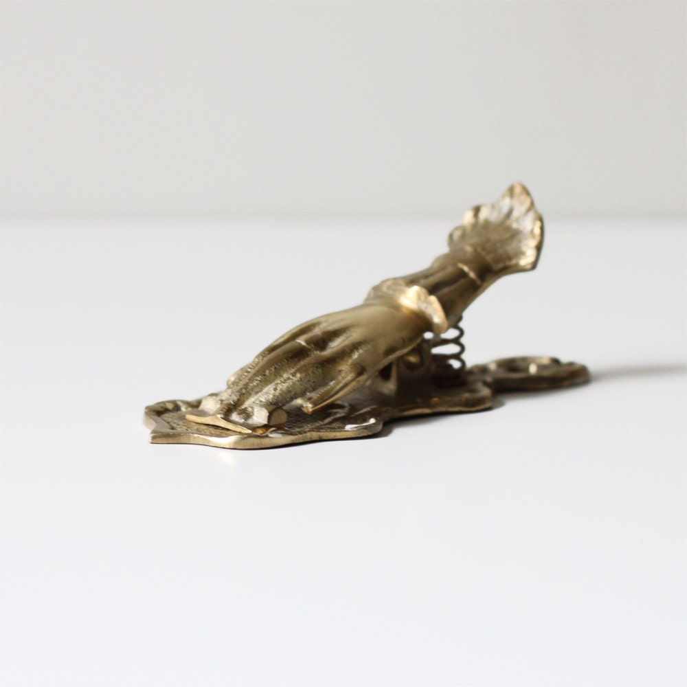 large vintage brass hand clip