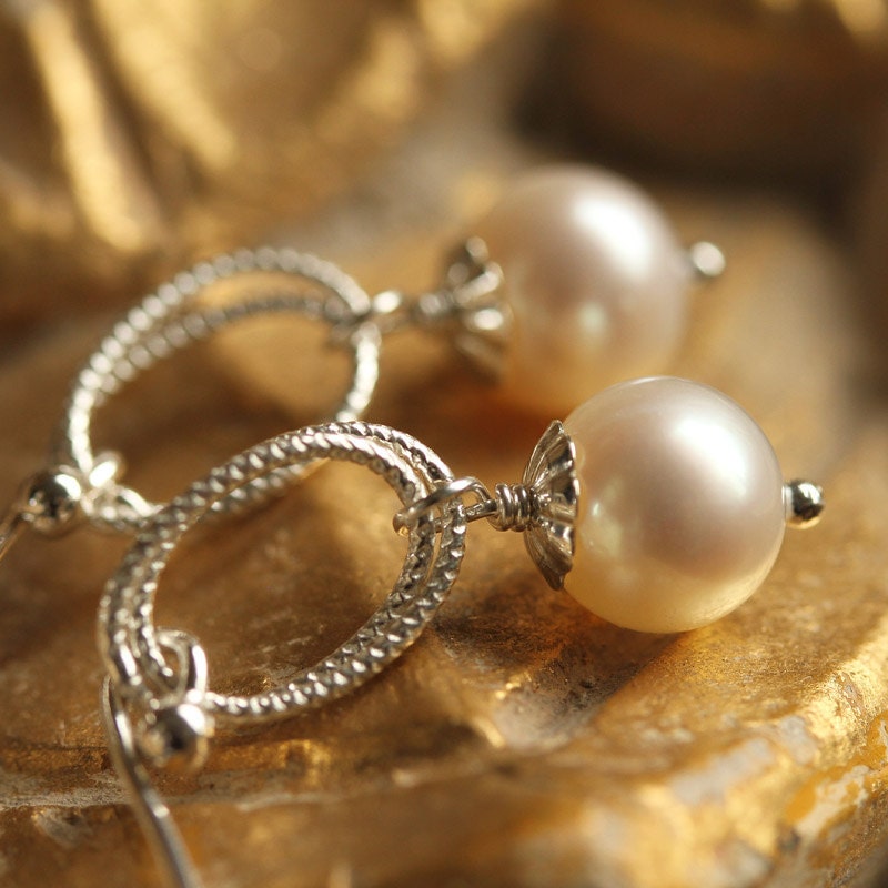 Simplicity Refined Freshwater Pearl, Sterling Silver Earrings