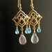 Lotus in the Moonlight Labradorite and Apatite, Gold Vermeil Earrings
